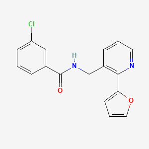 molecular formula C17H13ClN2O2 B2490296 3-chloro-N-((2-(furan-2-yl)pyridin-3-yl)methyl)benzamide CAS No. 2034565-61-0