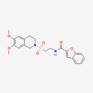 molecular formula C22H24N2O6S B2490302 N-(2-((6,7-dimethoxy-3,4-dihydroisoquinolin-2(1H)-yl)sulfonyl)ethyl)benzofuran-2-carboxamide CAS No. 922120-95-4