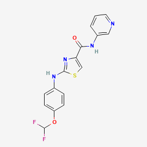 molecular formula C16H12F2N4O2S B2490305 2-((4-(二氟甲氧基)苯基)氨基)-N-(吡啶-3-基)噻唑-4-羧酰胺 CAS No. 1203116-06-6