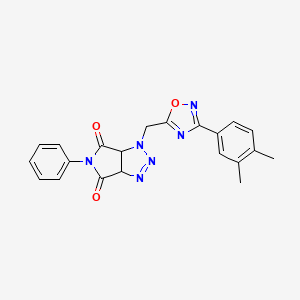 molecular formula C21H18N6O3 B2490306 1-((3-(3,4-二甲基苯基)-1,2,4-噁二唑-5-基)甲基)-5-苯基-1,6a-二氢-吡咯并[3,4-d][1,2,3]三唑-4,6(3aH,5H)-二酮 CAS No. 1251696-18-0