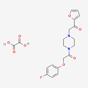 molecular formula C20H21FN2O8 B2490314 2-(4-Fluorophenoxy)-1-(4-(2-(furan-2-yl)-2-oxoethyl)piperazin-1-yl)ethanone oxalate CAS No. 1351615-53-6