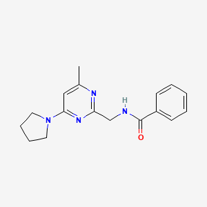 molecular formula C17H20N4O B2490318 N-((4-methyl-6-(pyrrolidin-1-yl)pyrimidin-2-yl)methyl)benzamide CAS No. 1797618-34-8