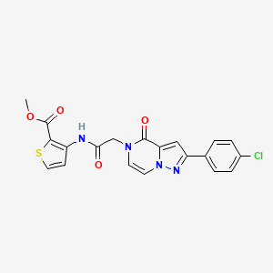 molecular formula C20H15ClN4O4S B2490324 甲基3-({[2-(4-氯苯基)-4-氧代吡唑并[1,5-a]吡嗪-5(4H)-基]乙酰}氨基)噻吩-2-羧酸甲酯 CAS No. 941982-41-8