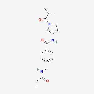 molecular formula C19H25N3O3 B2490326 N-[1-(2-Methylpropanoyl)pyrrolidin-3-yl]-4-[(prop-2-enoylamino)methyl]benzamide CAS No. 2361813-18-3