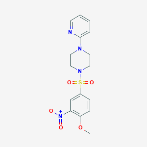 molecular formula C16H18N4O5S B2490330 1-((4-甲氧基-3-硝基苯基)磺酰)-4-(吡啶-2-基)哌嗪 CAS No. 433242-12-7