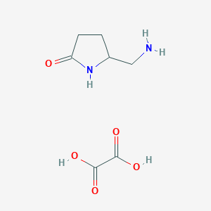 molecular formula C7H12N2O5 B2490332 5-(氨甲基)-2-吡咯烷酮草酸盐 CAS No. 1050590-36-7