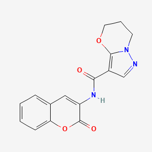 molecular formula C16H13N3O4 B2490334 N-(2-oxo-2H-chromen-3-yl)-6,7-dihydro-5H-pyrazolo[5,1-b][1,3]oxazine-3-carboxamide CAS No. 1428352-67-3