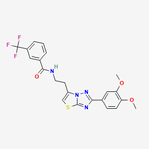 molecular formula C22H19F3N4O3S B2490335 N-(2-(2-(3,4-dimethoxyphenyl)thiazolo[3,2-b][1,2,4]triazol-6-yl)ethyl)-3-(trifluoromethyl)benzamide CAS No. 894023-45-1