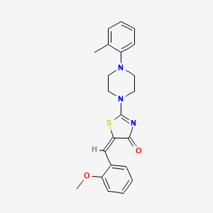 molecular formula C22H23N3O2S B2490342 (E)-5-(2-methoxybenzylidene)-2-(4-(o-tolyl)piperazin-1-yl)thiazol-4(5H)-one CAS No. 848212-01-1