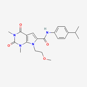 molecular formula C21H26N4O4 B2490344 N-(4-异丙基苯基)-7-(2-甲氧基乙基)-1,3-二甲基-2,4-二氧代-2,3,4,7-四氢-1H-吡咯并[2,3-d]嘧啶-6-羧酰胺 CAS No. 1021092-22-7