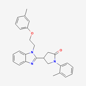 molecular formula C27H27N3O2 B2490357 1-(邻甲苯基)-4-(1-(2-(间甲苯氧基)乙基)-1H-苯并[d]咪唑-2-基)吡咯啉-2-酮 CAS No. 846600-38-2