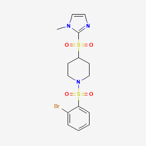 molecular formula C15H18BrN3O4S2 B2490363 1-((2-溴苯基)磺酰)-4-((1-甲基-1H-咪唑-2-基)磺酰)哌嗪 CAS No. 2034522-91-1