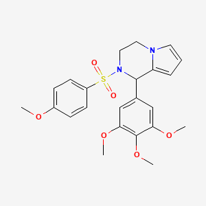 molecular formula C23H26N2O6S B2490364 2-((4-Metoxi­fenil)sulfonil)-1-(3,4,5-trimetoxi­fenil)-1,2,3,4-tetra­hidropirrolo[1,2-a]pi­razina CAS No. 899740-17-1