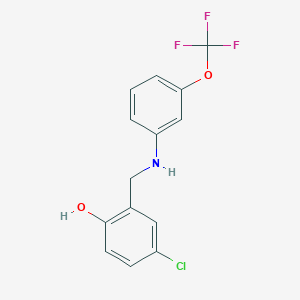 molecular formula C14H11ClF3NO2 B2490366 4-Chloro-2-({[3-(trifluoromethoxy)phenyl]amino}methyl)phenol CAS No. 1041573-47-0