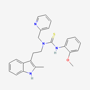 molecular formula C25H26N4OS B2490376 3-(2-甲氧基苯基)-1-(2-(2-甲基-1H-吲哚-3-基)乙基)-1-(吡啶-2-基甲基)硫脲 CAS No. 851971-44-3