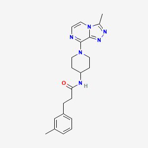 molecular formula C21H26N6O B2490380 N-(1-(3-methyl-[1,2,4]triazolo[4,3-a]pyrazin-8-yl)piperidin-4-yl)-3-(m-tolyl)propanamide CAS No. 2199908-39-7