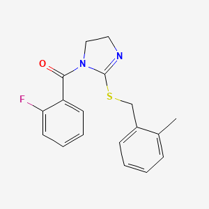 (2-fluorophenyl)(2-((2-methylbenzyl)thio)-4,5-dihydro-1H-imidazol-1-yl)methanone