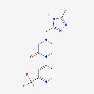 molecular formula C15H17F3N6O B2490384 4-[(4,5-Dimethyl-1,2,4-triazol-3-yl)methyl]-1-[2-(trifluoromethyl)pyridin-4-yl]piperazin-2-one CAS No. 2380071-01-0