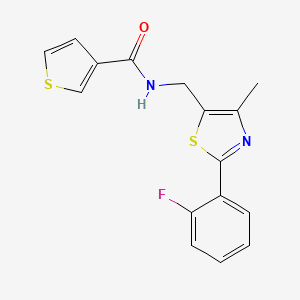 molecular formula C16H13FN2OS2 B2490394 N-((2-(2-fluorophenyl)-4-methylthiazol-5-yl)methyl)thiophene-3-carboxamide CAS No. 1421477-89-5