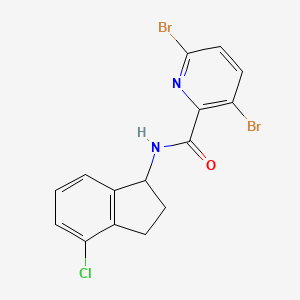 molecular formula C15H11Br2ClN2O B2490399 3,6-dibromo-N-(4-chloro-2,3-dihydro-1H-inden-1-yl)pyridine-2-carboxamide CAS No. 1787857-09-3