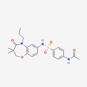 molecular formula C22H27N3O5S B2490414 N-(4-(N-(3,3-dimethyl-4-oxo-5-propyl-2,3,4,5-tetrahydrobenzo[b][1,4]oxazepin-7-yl)sulfamoyl)phenyl)acetamide CAS No. 922003-03-0