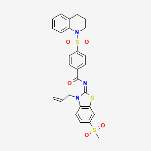 molecular formula C27H25N3O5S3 B2490415 (Z)-N-(3-allyl-6-(methylsulfonyl)benzo[d]thiazol-2(3H)-ylidene)-4-((3,4-dihydroquinolin-1(2H)-yl)sulfonyl)benzamide CAS No. 865175-61-7
