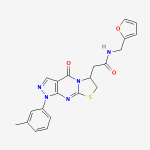 molecular formula C21H19N5O3S B2490419 N-(furan-2-ylmethyl)-2-(4-oxo-1-(m-tolyl)-1,4,6,7-tetrahydropyrazolo[3,4-d]thiazolo[3,2-a]pyrimidin-6-yl)acetamide CAS No. 952851-90-0