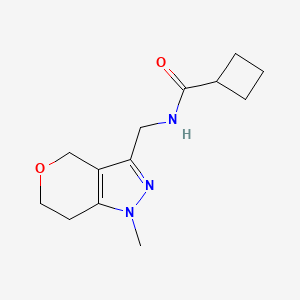 molecular formula C13H19N3O2 B2490424 N-((1-methyl-1,4,6,7-tetrahydropyrano[4,3-c]pyrazol-3-yl)methyl)cyclobutanecarboxamide CAS No. 1797340-73-8