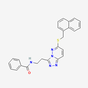 molecular formula C25H21N5OS B2490425 N-(2-(6-((naphthalen-1-ylmethyl)thio)-[1,2,4]triazolo[4,3-b]pyridazin-3-yl)ethyl)benzamide CAS No. 872994-40-6