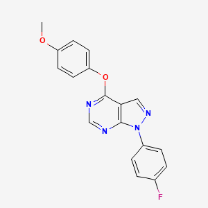 molecular formula C18H13FN4O2 B2490430 1-(4-氟苯基)-4-(4-甲氧基苯氧基)-1H-吡唑并[3,4-d]嘧啶 CAS No. 872623-34-2