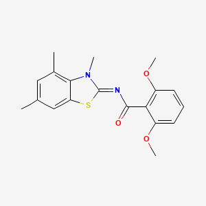 molecular formula C19H20N2O3S B2490441 (E)-2,6-dimethoxy-N-(3,4,6-trimethylbenzo[d]thiazol-2(3H)-ylidene)benzamide CAS No. 850903-22-9