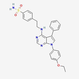 molecular formula C28H27N5O3S B2490444 4-[2-[[7-(4-Ethoxyphenyl)-5-phenylpyrrolo[2,3-d]pyrimidin-4-yl]amino]ethyl]benzenesulfonamide CAS No. 477234-58-5