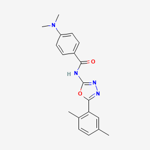 molecular formula C19H20N4O2 B2490448 4-(dimethylamino)-N-(5-(2,5-dimethylphenyl)-1,3,4-oxadiazol-2-yl)benzamide CAS No. 891124-01-9