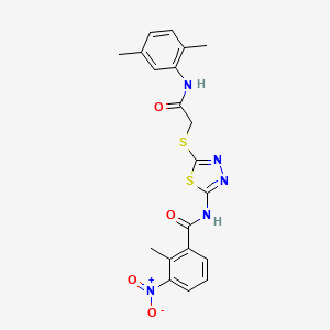 molecular formula C20H19N5O4S2 B2490457 N-(5-((2-((2,5-二甲基苯基)氨基)-2-氧代乙基硫代)-1,3,4-噻二唑-2-基)-2-甲基-3-硝基苯甲酰胺 CAS No. 391869-19-5