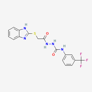 molecular formula C17H14F3N5O2S B2490463 1-[[2-(1H-benzimidazol-2-ylsulfanyl)acetyl]amino]-3-[3-(trifluoromethyl)phenyl]urea CAS No. 324016-17-3