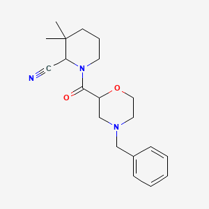 molecular formula C20H27N3O2 B2490465 1-(4-Benzylmorpholine-2-carbonyl)-3,3-dimethylpiperidine-2-carbonitrile CAS No. 2197132-71-9