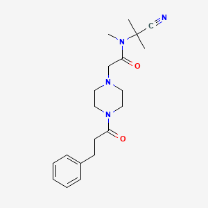 molecular formula C20H28N4O2 B2490468 N-(1-cyano-1-methylethyl)-N-methyl-2-[4-(3-phenylpropanoyl)piperazin-1-yl]acetamide CAS No. 1252357-85-9