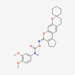 molecular formula C29H32N2O6 B2490473 (E)-2',3',9',10'-四氢螺环己烷-1,8'-环戊二[c]吡喃[3,2-g]咔唑-4'(1'H)-酮 O-((3,4-二甲氧基苯基)氨基甲酰)肟 CAS No. 1334377-31-9