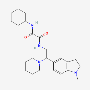 molecular formula C24H36N4O2 B2490479 N1-cyclohexyl-N2-(2-(1-methylindolin-5-yl)-2-(piperidin-1-yl)ethyl)oxalamide CAS No. 922559-05-5