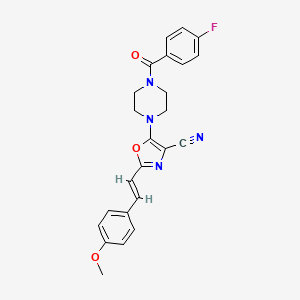 (E)-5-(4-(4-fluorobenzoyl)piperazin-1-yl)-2-(4-methoxystyryl)oxazole-4-carbonitrile