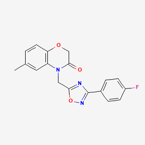 molecular formula C18H14FN3O3 B2490490 4-((3-(4-fluorophenyl)-1,2,4-oxadiazol-5-yl)methyl)-6-methyl-2H-benzo[b][1,4]oxazin-3(4H)-one CAS No. 1207001-81-7