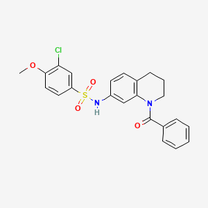 molecular formula C23H21ClN2O4S B2490492 N-(1-benzoyl-1,2,3,4-tetrahydroquinolin-7-yl)-3-chloro-4-methoxybenzene-1-sulfonamide CAS No. 946290-34-2