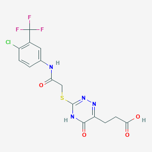 3-{3-[({[4-chloro-3-(trifluoromethyl)phenyl]carbamoyl}methyl)sulfanyl]-5-oxo-4,5-dihydro-1,2,4-triazin-6-yl}propanoic acid