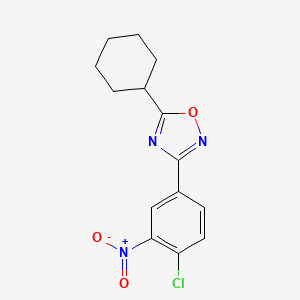 molecular formula C14H14ClN3O3 B2490498 3-(4-Chloro-3-nitrophenyl)-5-cyclohexyl-1,2,4-oxadiazole CAS No. 879457-30-4