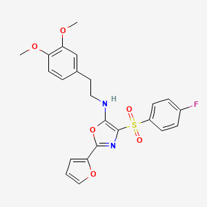 molecular formula C23H21FN2O6S B2490502 N-[2-(3,4-dimethoxyphenyl)ethyl]-4-(4-fluorobenzenesulfonyl)-2-(furan-2-yl)-1,3-oxazol-5-amine CAS No. 823829-65-8