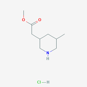 molecular formula C9H18ClNO2 B2490505 Methyl 2-(5-methylpiperidin-3-yl)acetate hydrochloride CAS No. 2177264-10-5