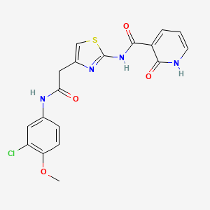 molecular formula C18H15ClN4O4S B2490516 N-(4-(2-((3-chloro-4-methoxyphenyl)amino)-2-oxoethyl)thiazol-2-yl)-2-oxo-1,2-dihydropyridine-3-carboxamide CAS No. 946336-46-5