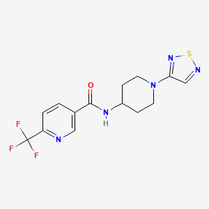 molecular formula C14H14F3N5OS B2490518 N-(1-(1,2,5-thiadiazol-3-yl)piperidin-4-yl)-6-(trifluoromethyl)nicotinamide CAS No. 2034304-06-6