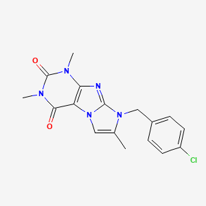 molecular formula C17H16ClN5O2 B2490534 6-[(4-Chlorophenyl)methyl]-2,4,7-trimethylpurino[7,8-a]imidazole-1,3-dione CAS No. 878735-13-8
