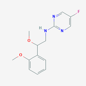 molecular formula C14H16FN3O2 B2490539 5-Fluoro-N-[2-methoxy-2-(2-methoxyphenyl)ethyl]pyrimidin-2-amine CAS No. 2379985-04-1